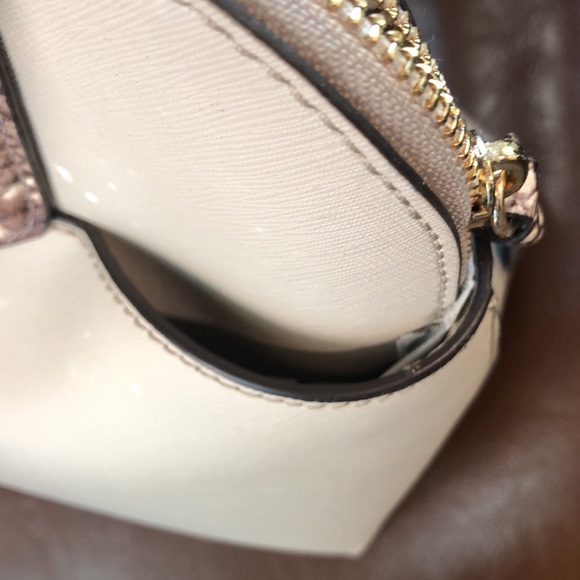 NWT Michael Kors leather satchel sand w lizard accents zip top 13x9x5 - Picture 4 of 8